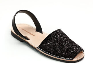 Menorquinas glitter negro mujer